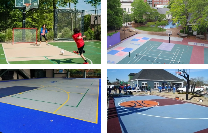 A collage of different types of sports courts.